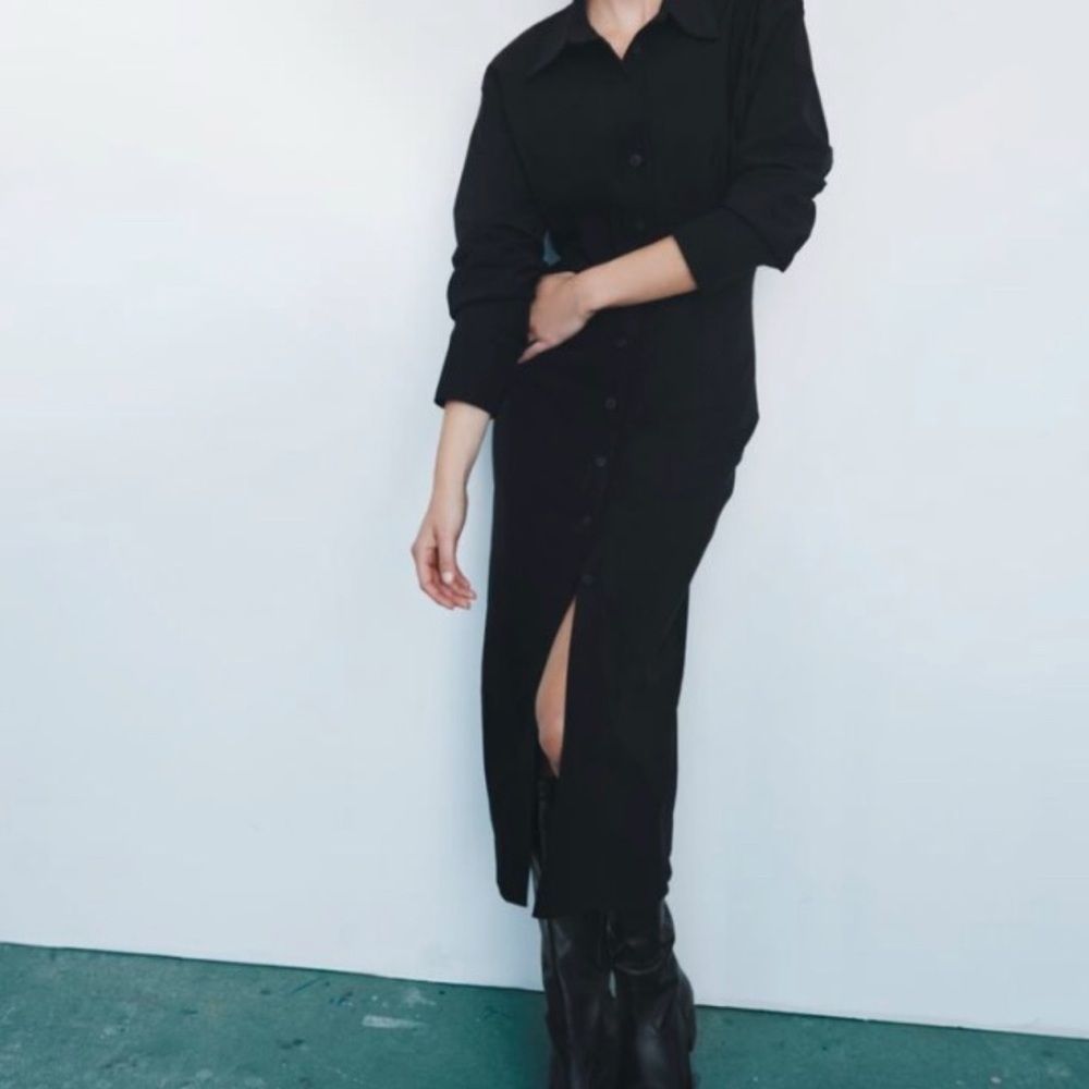 Zara Black Button-Up Dress
